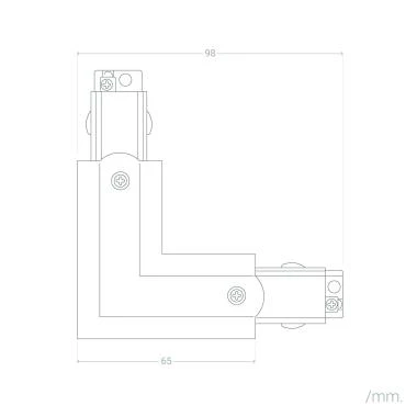 Image of Three Circuit Track Light Right Side L Shaped Connector