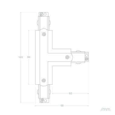 Image of Three Circuit Track Light Right Side T Shaped Connector