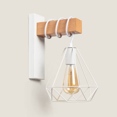 Edit Sardo Geometric Wall Light With Wood Detail- Black