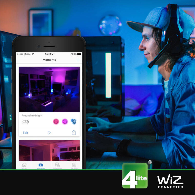 Image of WiZ 4.9W White and Colour Changing Dimmable LED Smart WiFi/Bluetooth GU10 Bulb