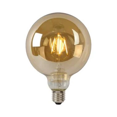 Lucide 8W LED Dimmable Amber Decorative Filament 125mm Globe Bulb - Screw Cap