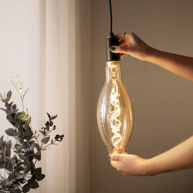 Image of 4W Amber LED Dimmable Decorative Filament Large Candle Bulb - Screw Cap