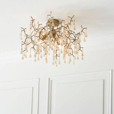 Image of Luxia Rain Glass Semi-Flush Ceiling Light