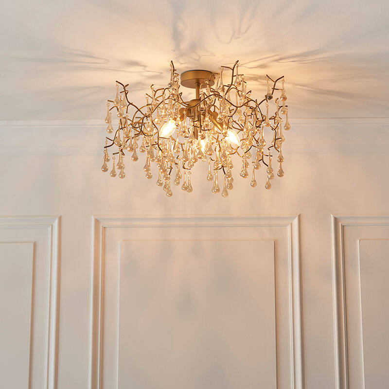 Image of Luxia Rain Glass Semi-Flush Ceiling Light
