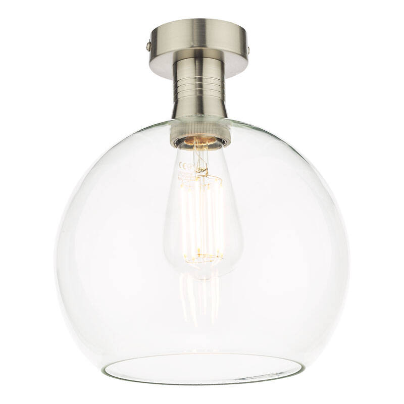 Image of Dar Emerson Semi Flush Light With Round Clear Glass