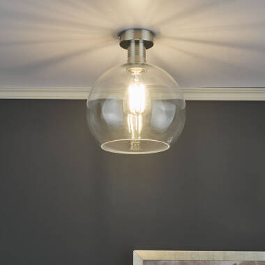 Image of Dar Emerson Semi Flush Light With Round Clear Glass