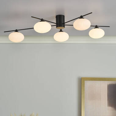 Image of Dar Jasper 5 Arm Semi-Flush Ceiling Light