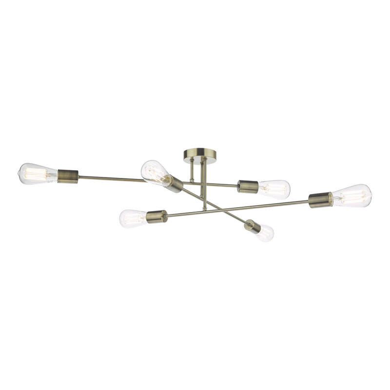 Image of Dar Neve 6 Light Semi-Flush Ceiling Light