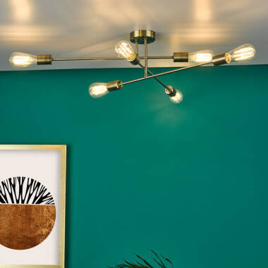 Image of Dar Neve 6 Light Semi-Flush Ceiling Light