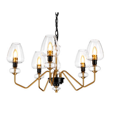 Elstead Armand 5 Light Glass Chandelier