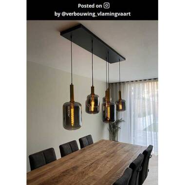 Image of Lucide Joanet 6 Light Glass Bar Ceiling Pendant
