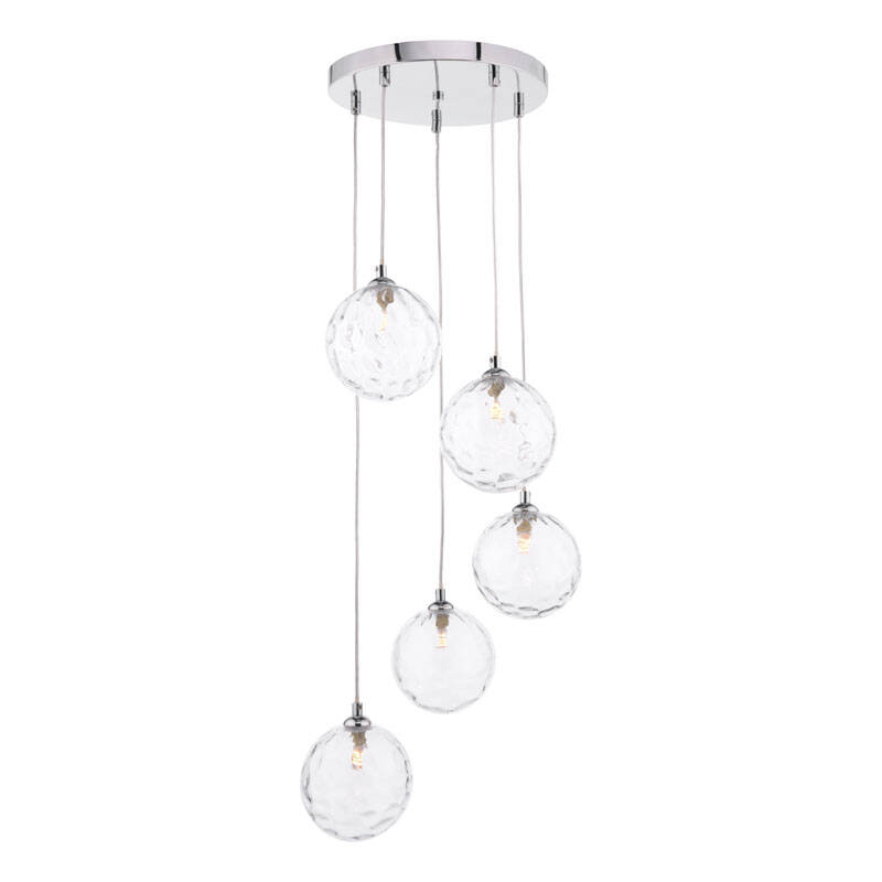 Image of Dar Federico 5 Light Clear Glass Cluster Pendant
