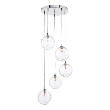 Image of Dar Federico 5 Light Clear Glass Cluster Pendant