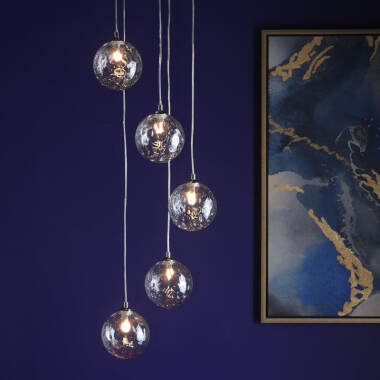 Image of Dar Federico 5 Light Clear Glass Cluster Pendant