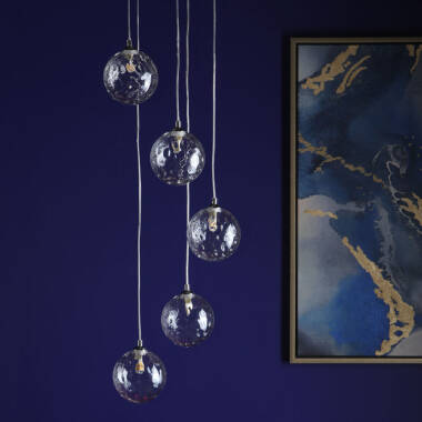 Image of Dar Federico 5 Light Clear Glass Cluster Pendant