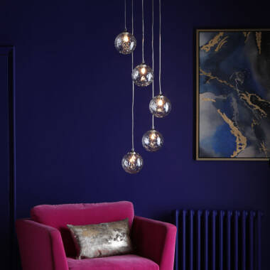 Image of Dar Federico 5 Light Clear Glass Cluster Pendant