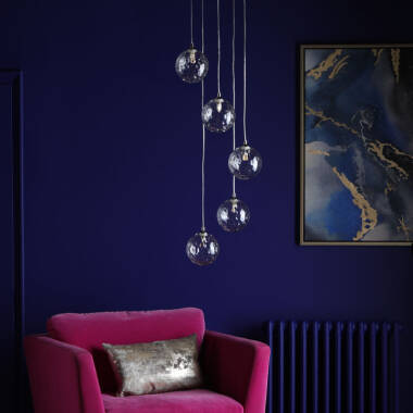 Image of Dar Federico 5 Light Clear Glass Cluster Pendant