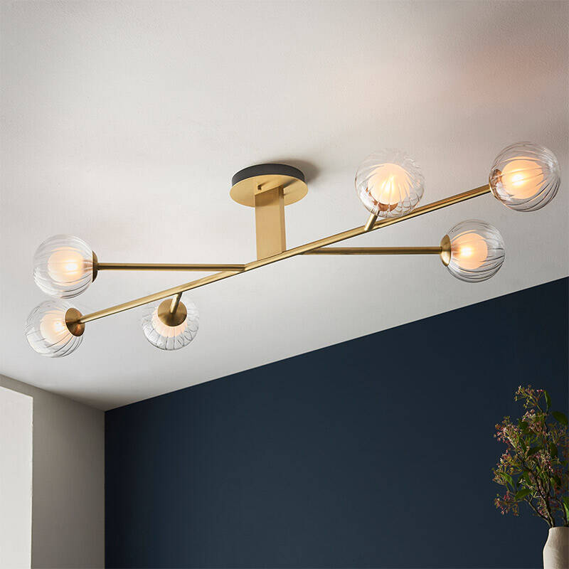 Image of Luxia Abel 6 Arm Semi-Flush Bar Ceiling Light