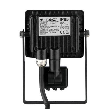 Image of V-Tac 10W Cool White Samsung Chip LED Floodlight with PIR Sensor