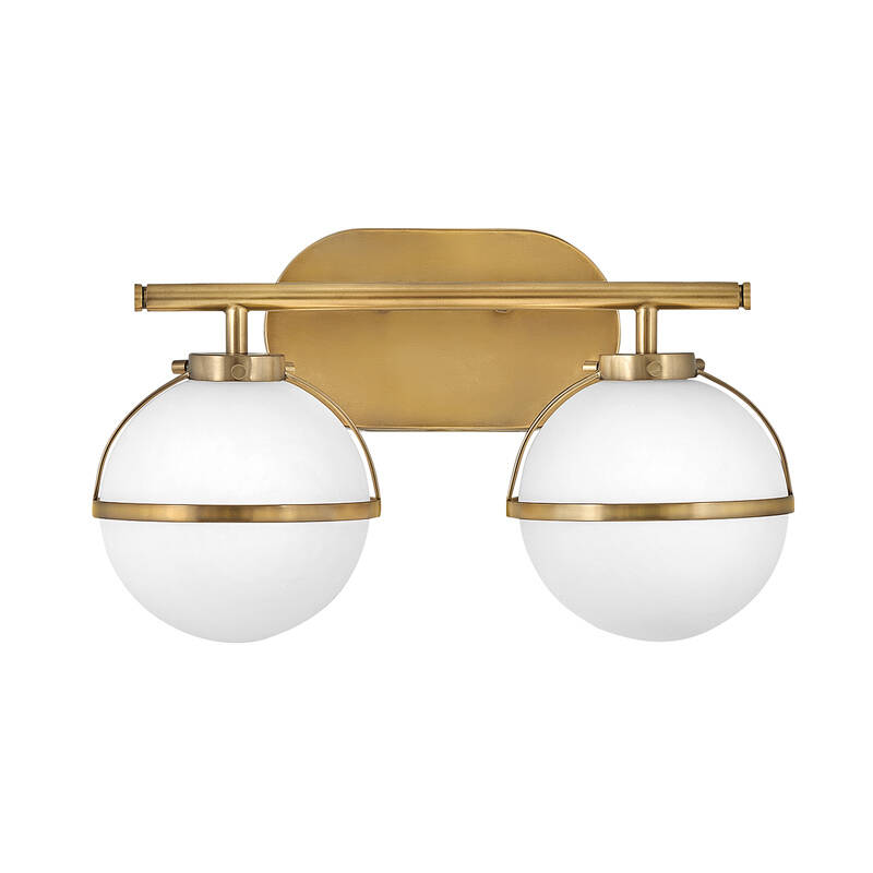 Image of Hinkley Hollis 2 Light Bathroom Wall Light with Opal Glass