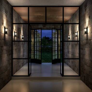 Image of Lucide Claire Mini Half Lantern Outdoor Twin Wall Light