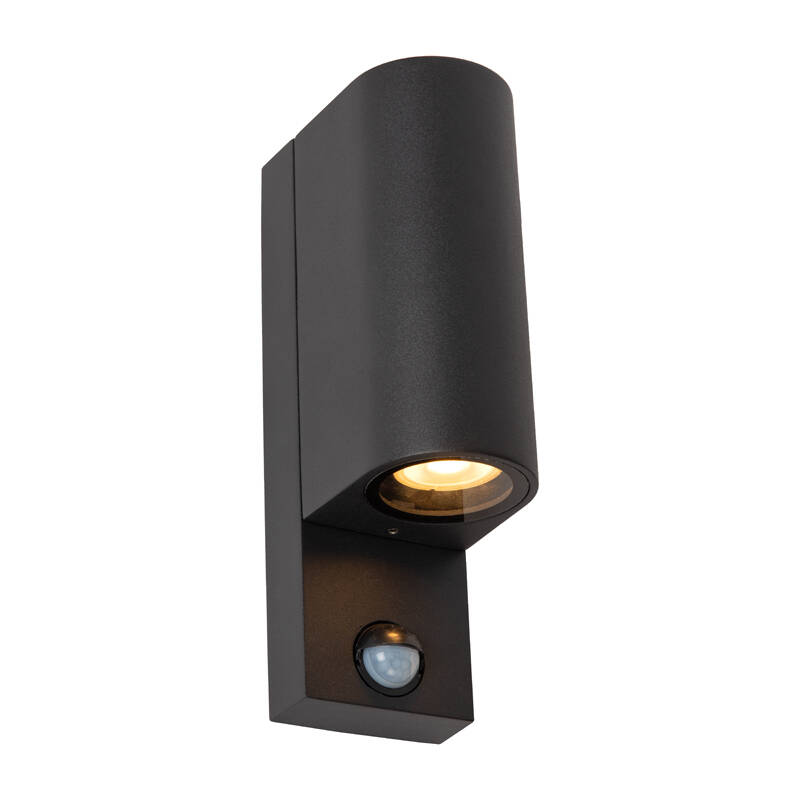 Image of Lucide Zaro Ir Rounded Outdoor Up & Down Wall Light with PIR Sensor