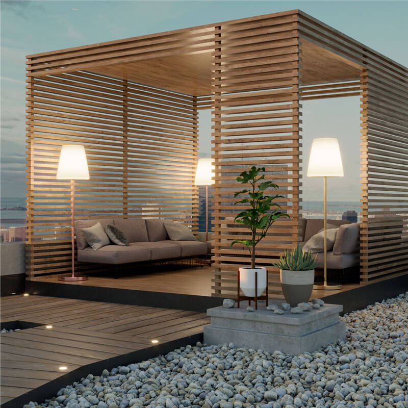 Image of Newgarden Lola Slim 180 USB Solar RGB LED Outdoor Floor Lamp with Remote Control
