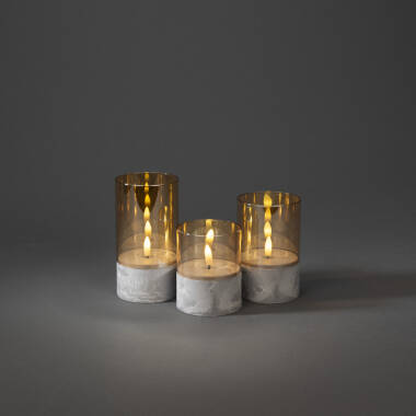 Konstsmide Battery Operated LED Smoked Glass Candle Lights