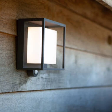 Lutec Curtis Solar LED Outdoor Wall Light with PIR Sensor