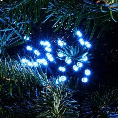 Edit 8.92M Ice Blue LED Multi-Function String Lights - Green Cable
