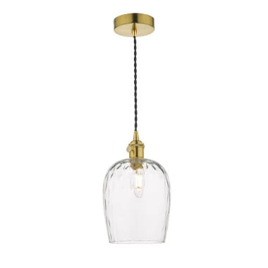 Dar Hadano Dimpled Glass Ceiling Pendant Light