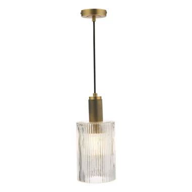 Dar Nikolas Ribbed Glass Ceiling Pendant Light