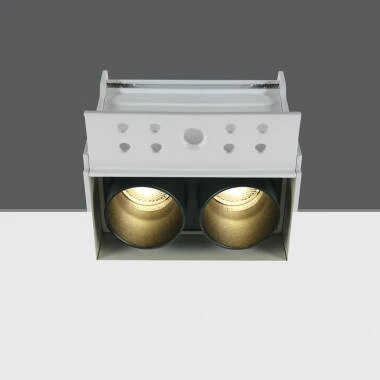 Box 6W Warm White LED Square Trimless Fixed Twin Downlight