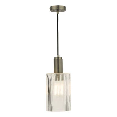 Dar Nikolas Ribbed Glass Ceiling Pendant Light