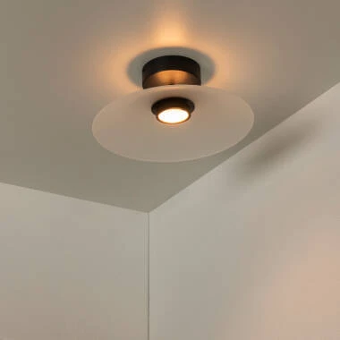 Image of Lucide Menga LED Glass Semi-Flush Ceiling Light