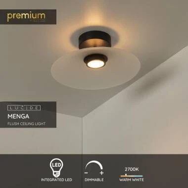 Image of Lucide Menga LED Glass Semi-Flush Ceiling Light