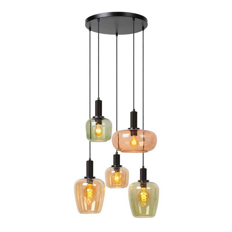 Image of Lucide Ilona 5 Light Glass Cluster Ceiling Pendant