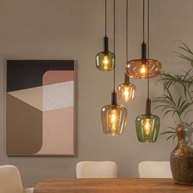 Image of Lucide Ilona 5 Light Glass Cluster Ceiling Pendant