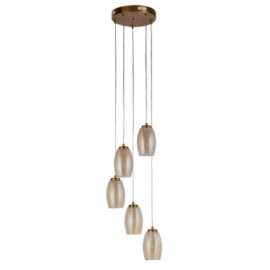 Image of Searchlight Cyclone LED Champagne Glass 5 Light Cluster Ceiling Pendant