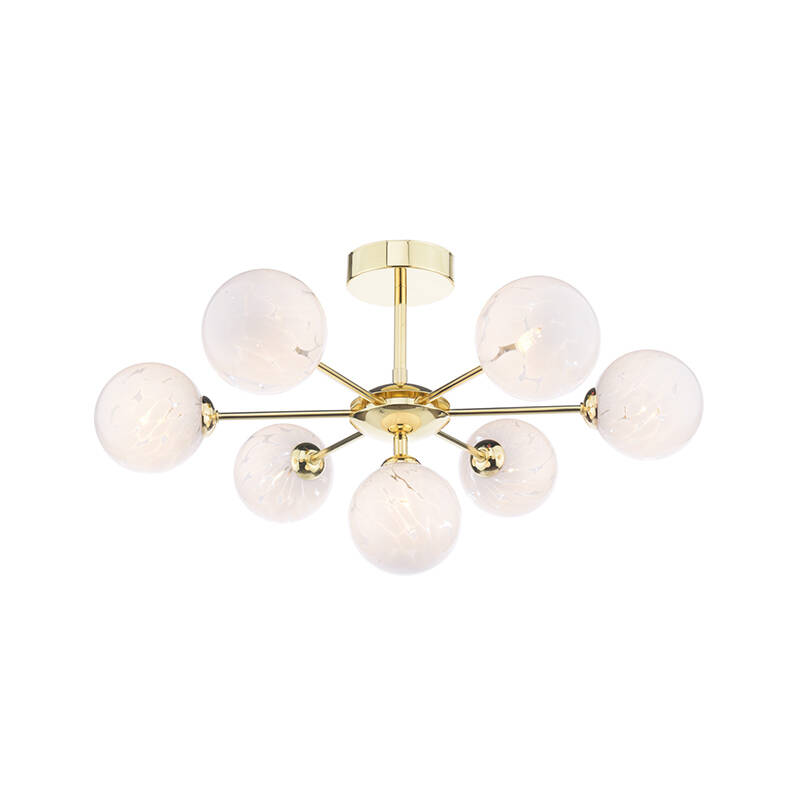 Image of Dar Cohen 7 Arm Semi-Flush Ceiling Light With Smoked Glass