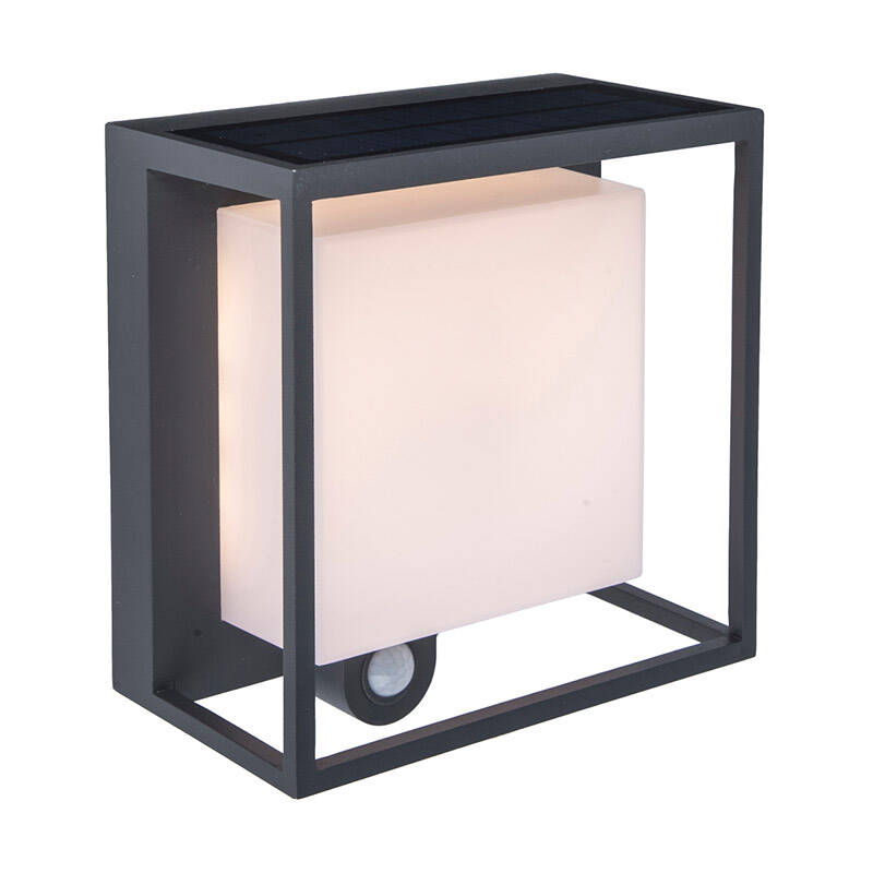 Image of Lutec Curtis Solar LED Outdoor Wall Light with PIR Sensor