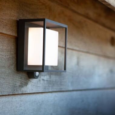 Image of Lutec Curtis Solar LED Outdoor Wall Light with PIR Sensor