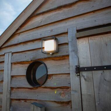 Image of Lutec Curtis Solar LED Outdoor Wall Light with PIR Sensor