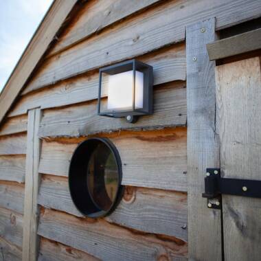 Image of Lutec Curtis Solar LED Outdoor Wall Light with PIR Sensor