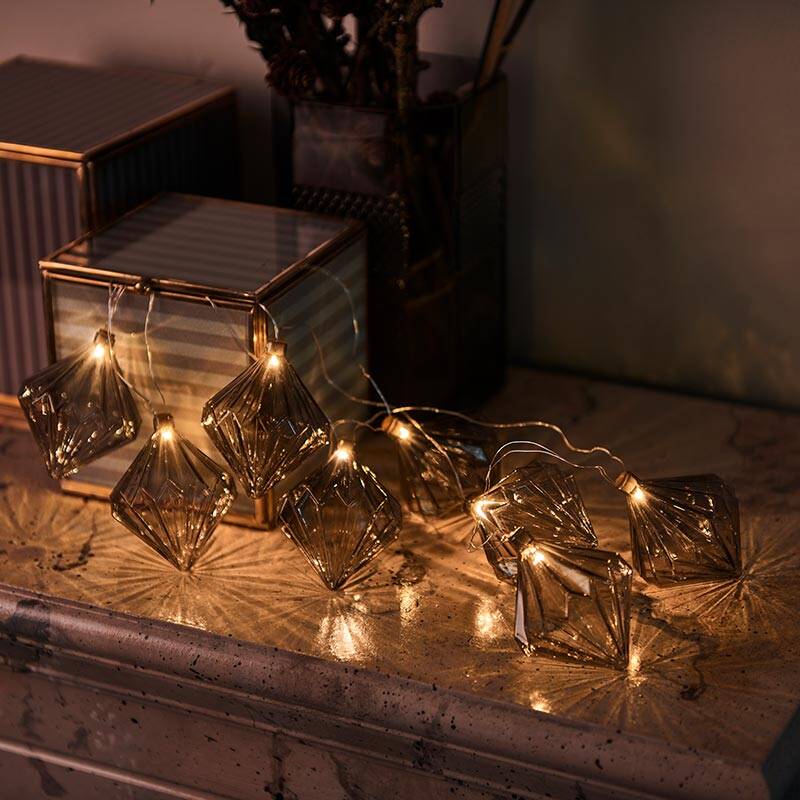 Image of Sirius Nellie Glass Battery Operated LED String Lights - Green