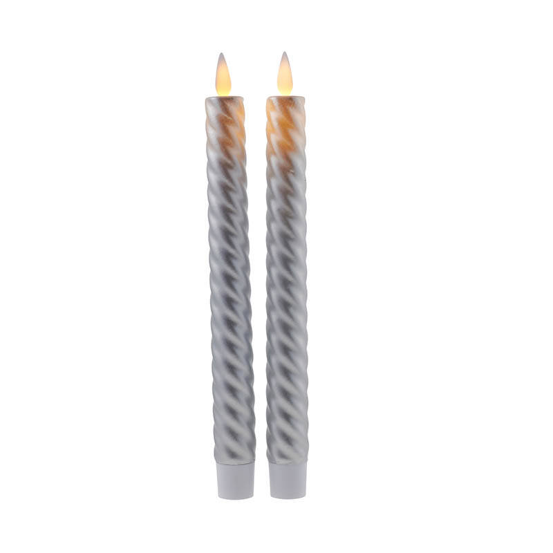 Image of Sirius Sara Wave Battery Operated LED Wax Taper Candle - Silver
