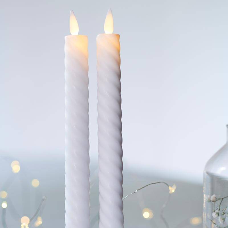 Image of Sirius Sara Wave Battery Operated LED Wax Taper Candle - Silver