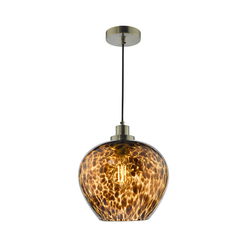 Image of Dar Leandra Glass Ceiling Pendant Light
