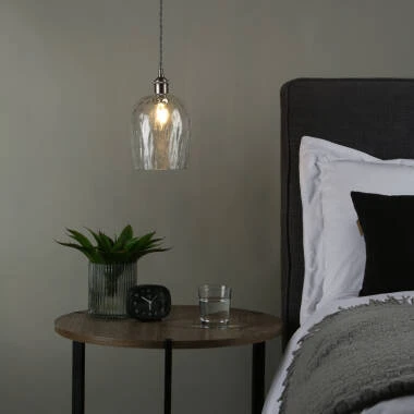 Image of Dar Hadano Dimpled Glass Ceiling Pendant Light