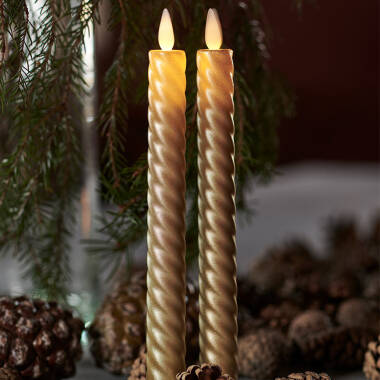 Image of Sirius Sara Wave Battery Operated LED Wax Taper Candle - Silver
